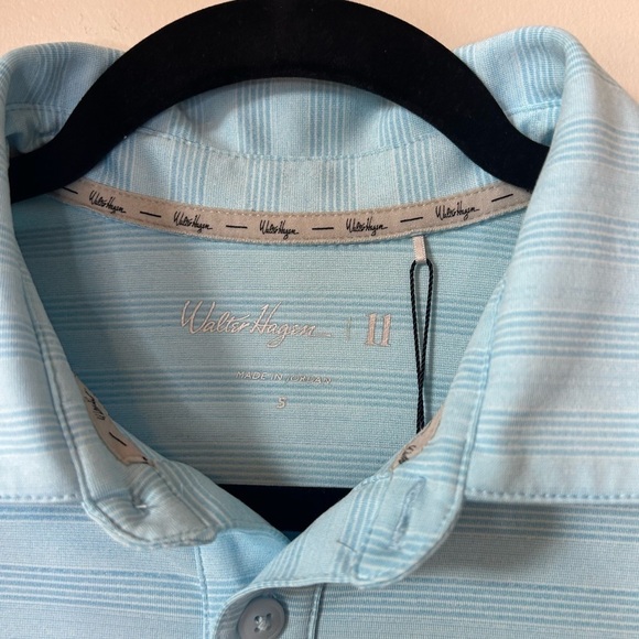 Walter Hagen Performance 11 Major Fine Line Textured Stripe Polo Daylight Blue - Picture 8 of 12